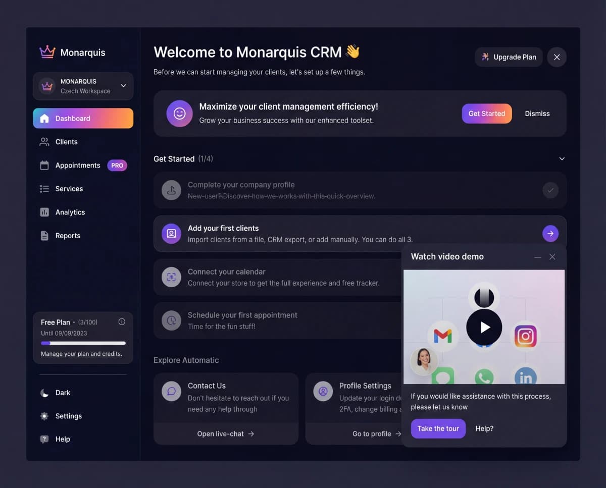 Monarquis CRM dashboard